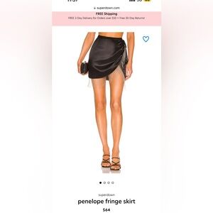 Superdown Penelope fringe skirt in Black. Size M